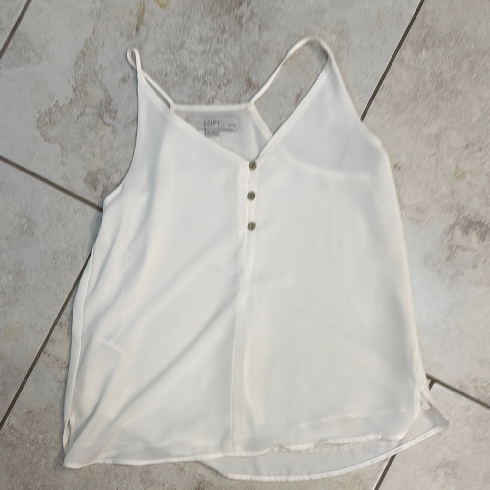 LOFT White Fitted Buttoned Camisole